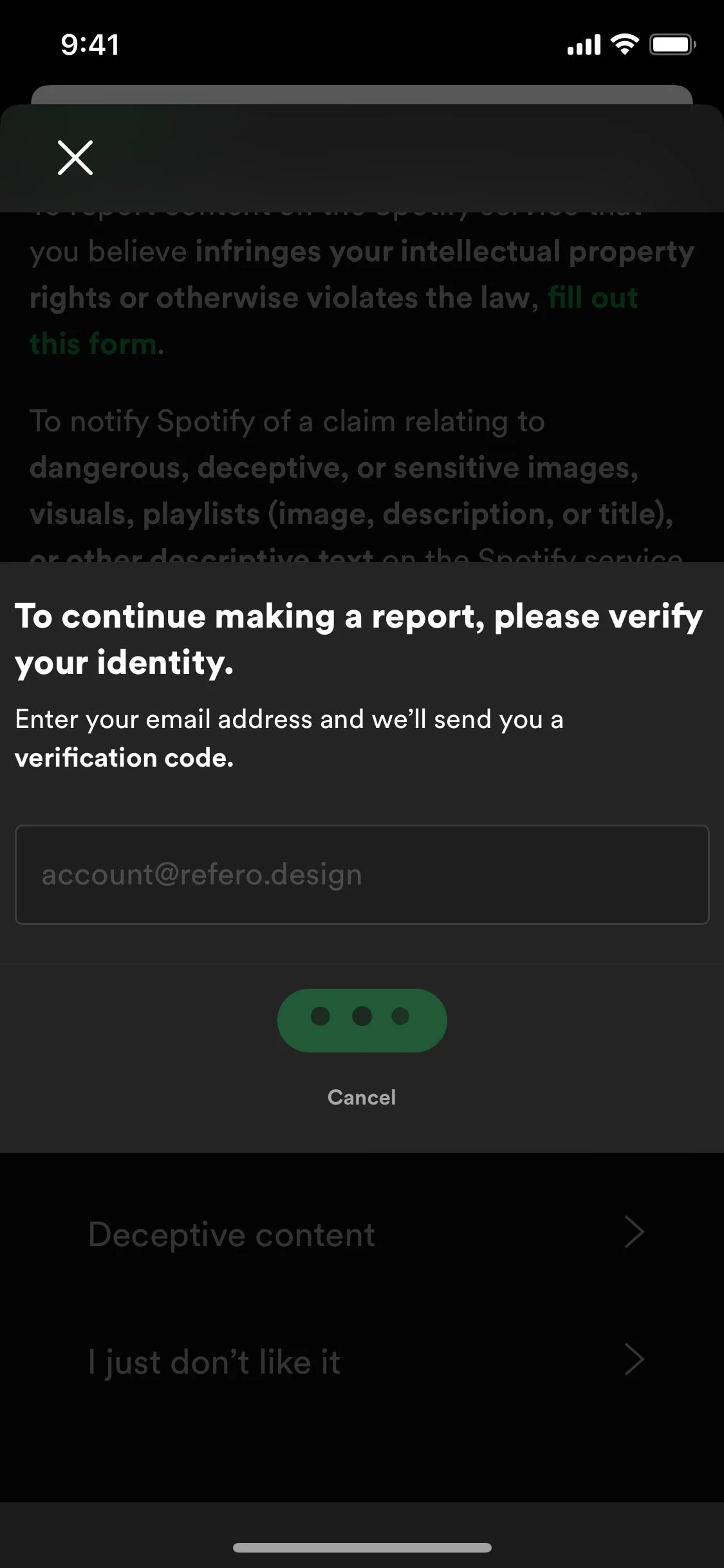 Spotify UI Design Screenshot: Music, Podcasts & Audio Streaming