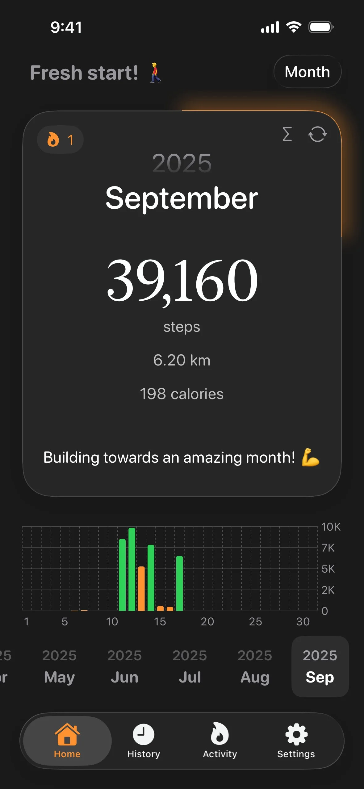 steps UI Design Screenshot: Pedometer, Daily Step Counter & Walking Distance