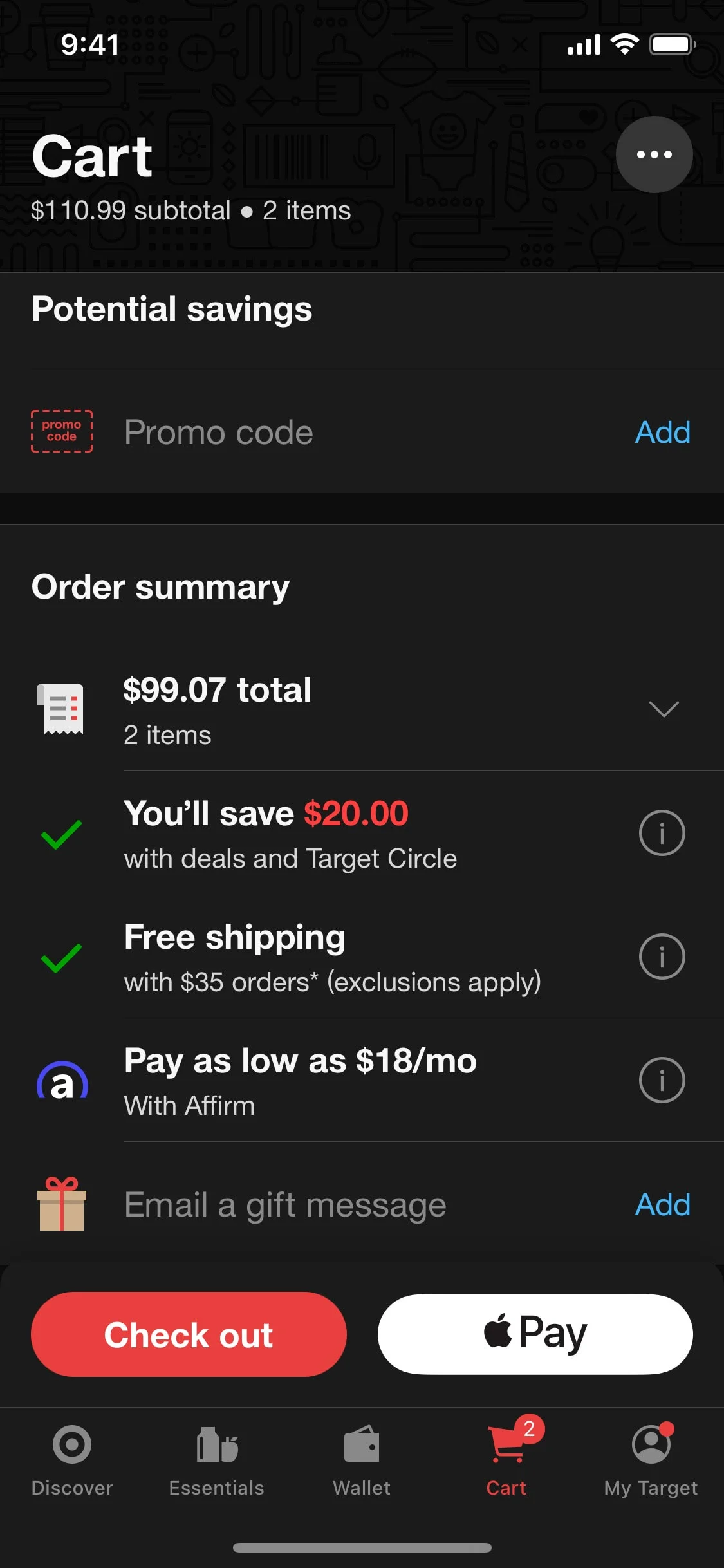 Target UI Design Screenshot: Retail Shopping, Deals & Drive Up Pickup