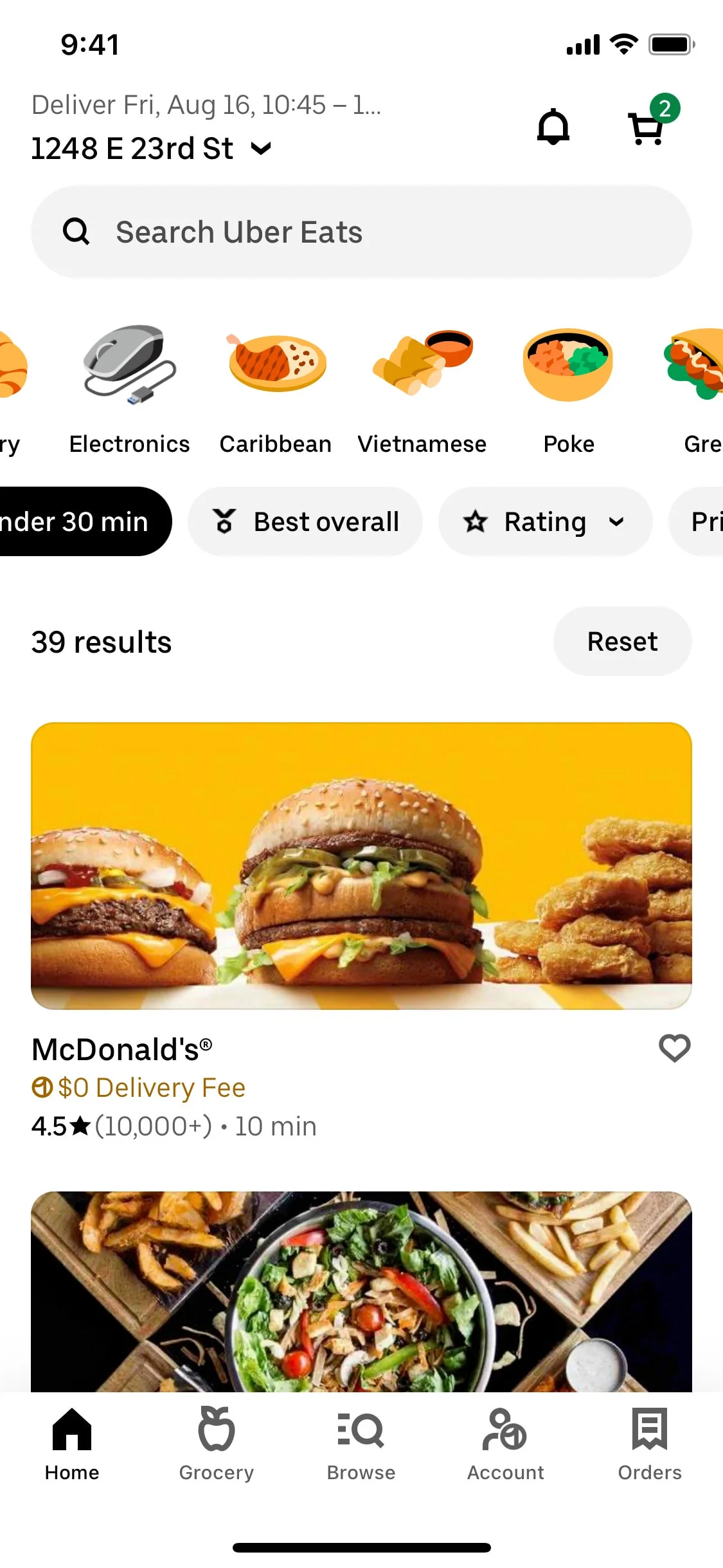 Uber Eats UI Design Screenshot: Local Restaurant Delivery