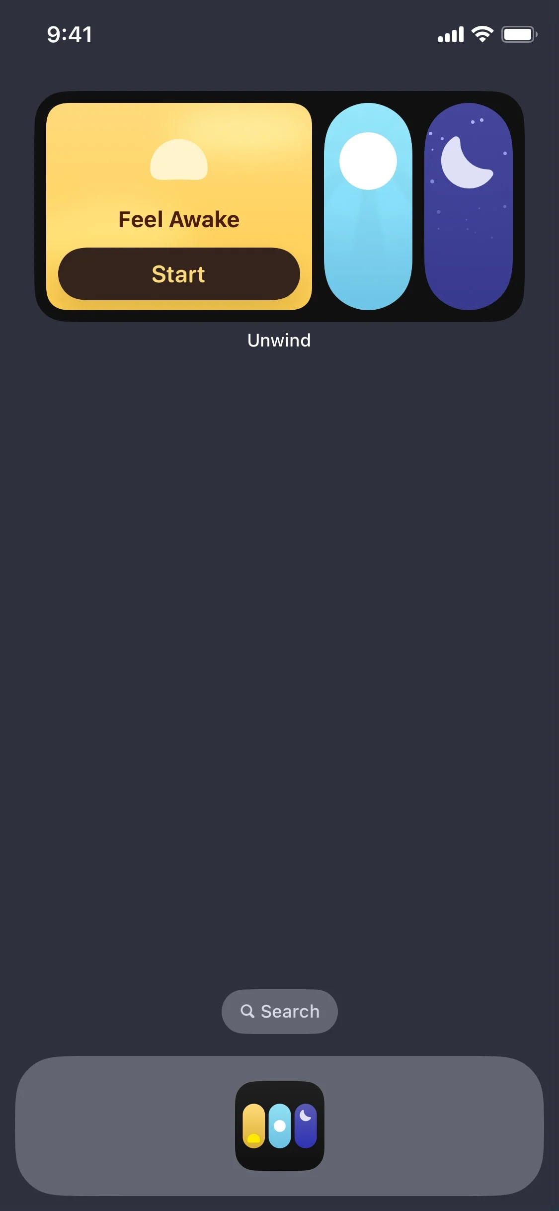 Unwind UI Design Screenshot: Mindful Breathing & Panic Relief