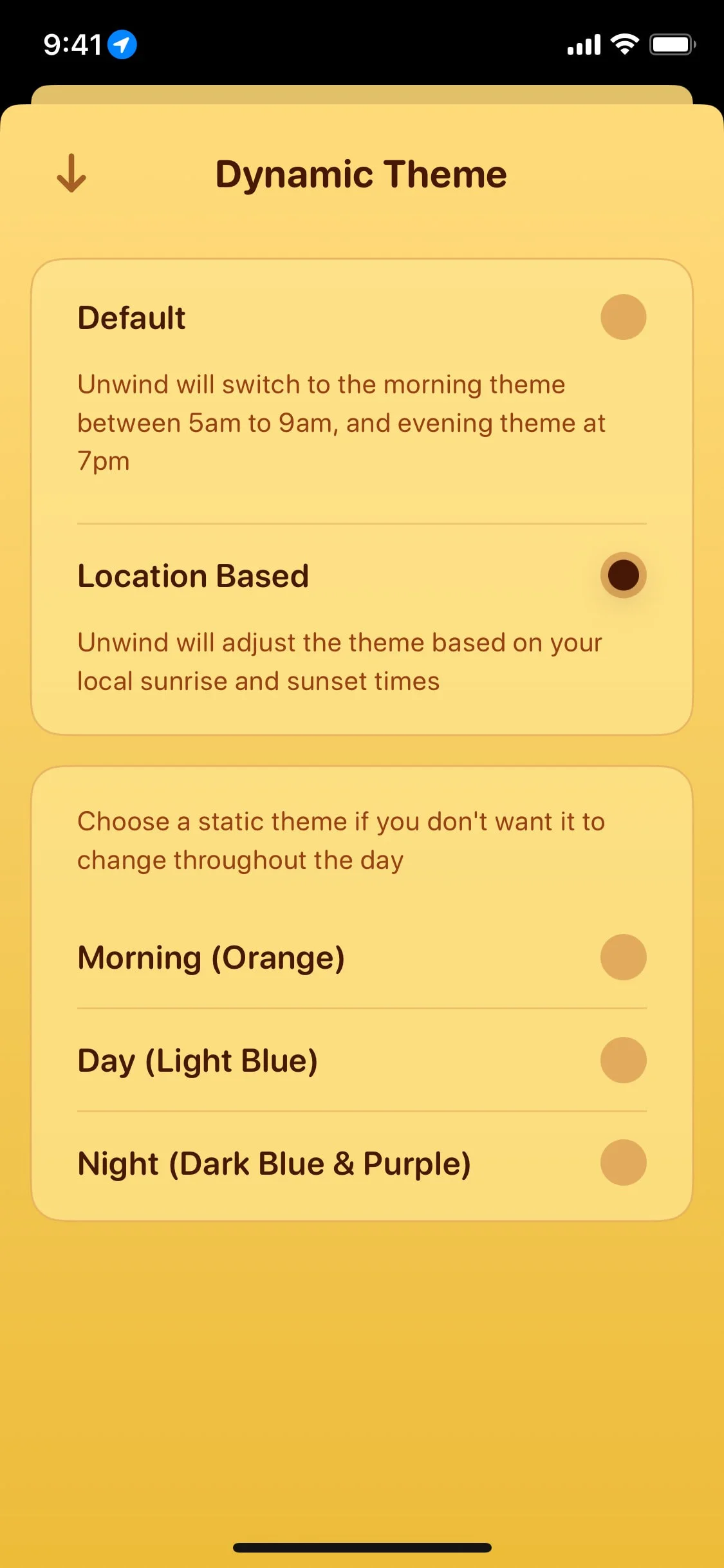 Unwind UI Design Screenshot: Mindful Breathing & Panic Relief