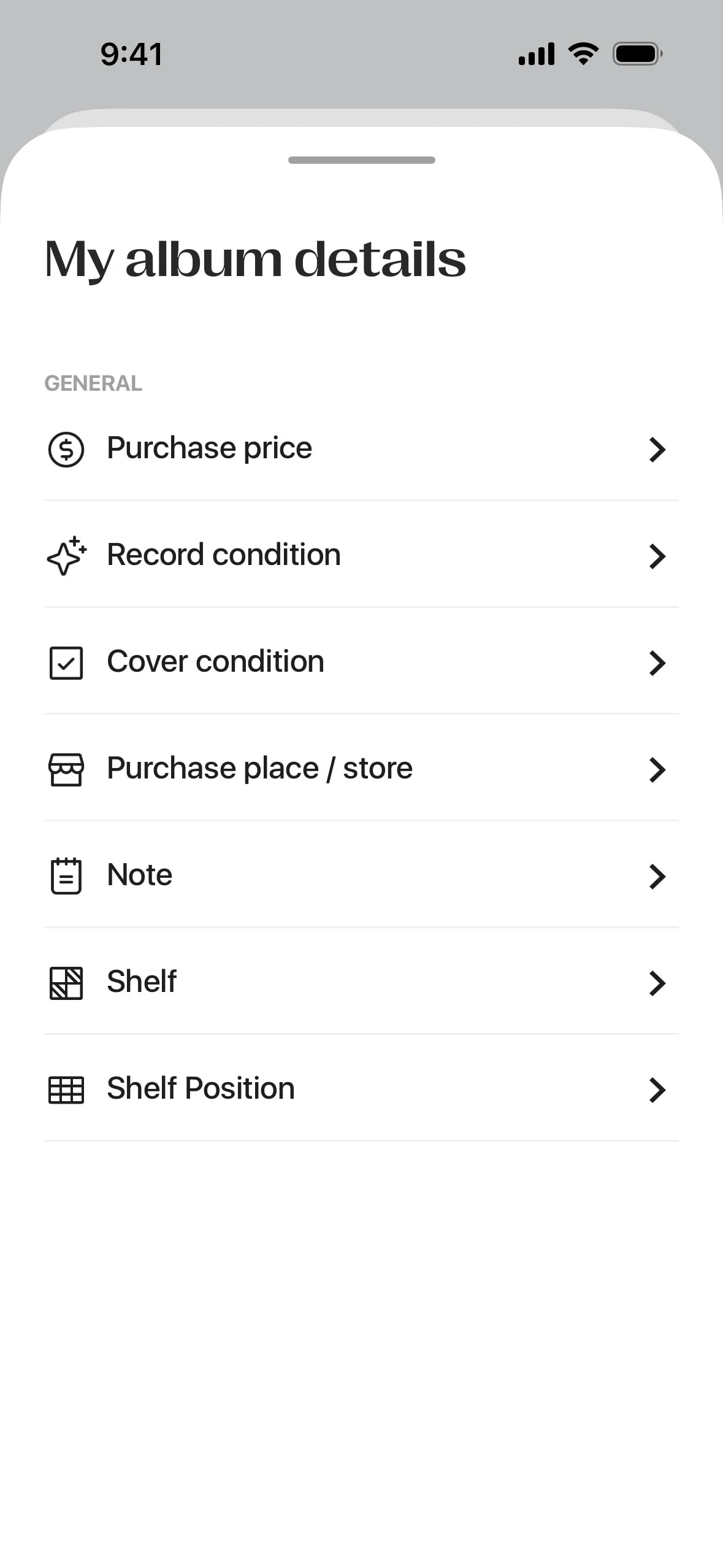 vinyls UI Design Screenshot: Vinyl Record Collector & Discography Vault