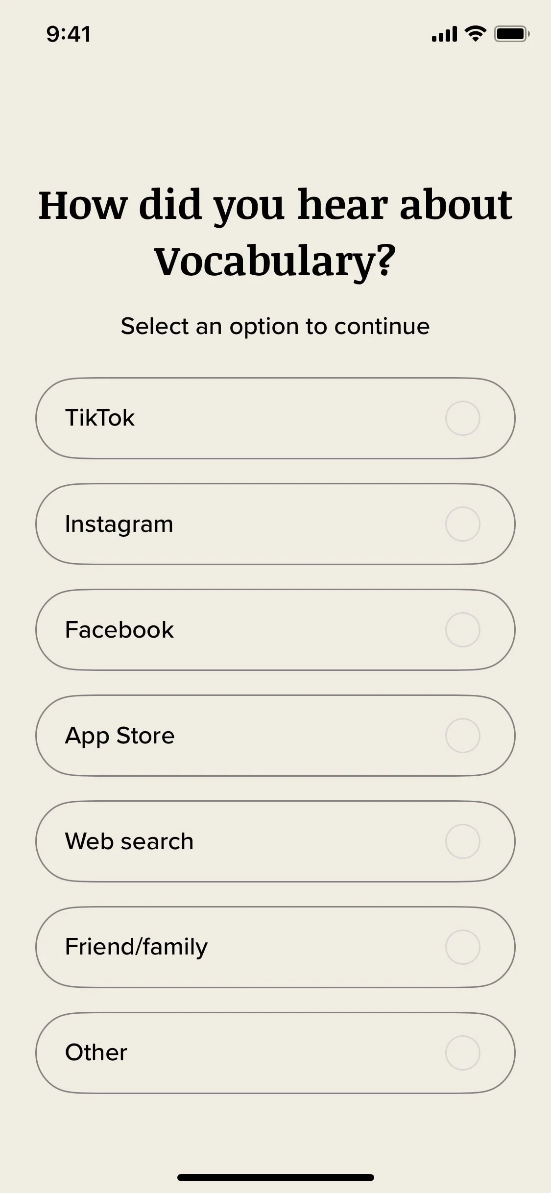 Vocabulary UI Design Screenshot: Daily Vocabulary Expander & Word Games